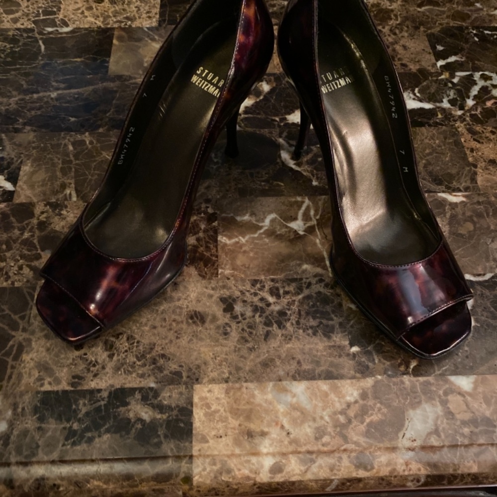 Stuart Weitzman Peep Toe Tortoise Shell Heels . - image 2